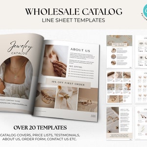 Line Sheet for Jewelry, Line Sheet Template Jewelry, Wholesale price list, Line sheet Catalog, Canva Linesheet Catalogue Wholesale
