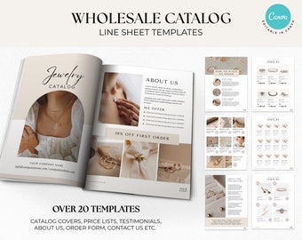 Line Sheet for Jewelry, Line Sheet Template Jewelry, Wholesale price list, Line sheet Catalog, Canva Linesheet Catalogue Wholesale