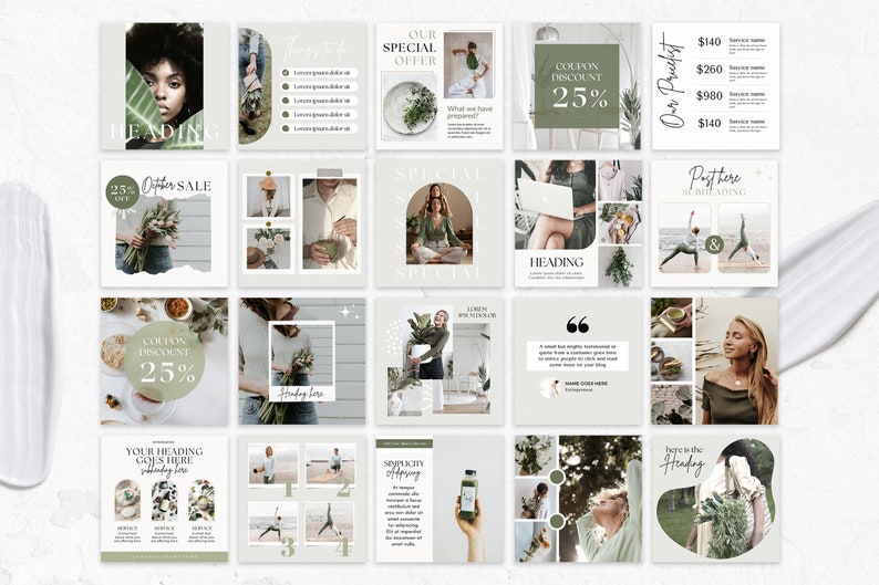 Green instagram templates for coach Health coach instagram posts and stories Nutrition Coach Instagram Template Wellness Coach Instagram