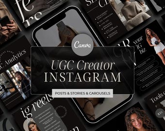UGC Creator Instagram Templates UGC Coach Social media templates UGC Canva Template Social media manager Influencer Instagram Posts Carousel