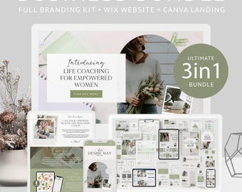 3-in-1 Coaching Template Bundle for Canva Wix website Canva landing page Toolkit Coaching Business Template Coach website Coach Branding Kit