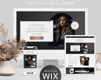 Modelo de site WIX Modelo de site para coaches Design de site Modelo de site para blogueiros Site para coaches de vida Loja de comércio eletrônico Página de negócios de serviços
