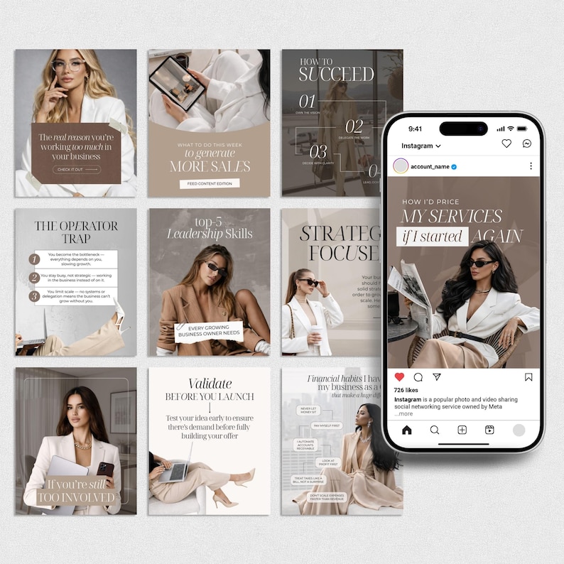 Coaching Instagram templates for Canva Digital Marketer Instagram templates Business coach Instagram coach Personal brand Entrepreneur posts
