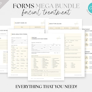 Facial Treatment Forms Facial Consultation Form Facial Intake Forms Esthetician Forms Bundle Esthetician Client Intake Skincare Forms Medspa
