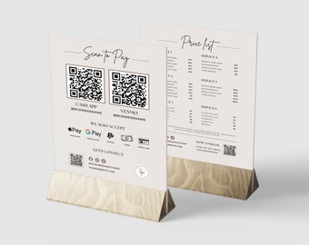 Editable QR Code Sign, Printable Payment Sign, Scan to Pay Template, Scan To Pay Sign, Scan To Paypal, Venmo, CashApp, Price list signs