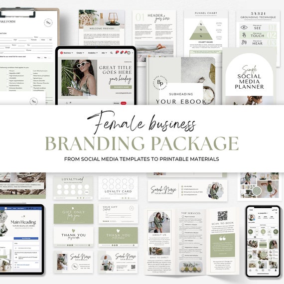Green Health Coach Template Wellness Coach Holistic Health Content Creator Social Media Template Branding Kit Instagram Bundle Canva