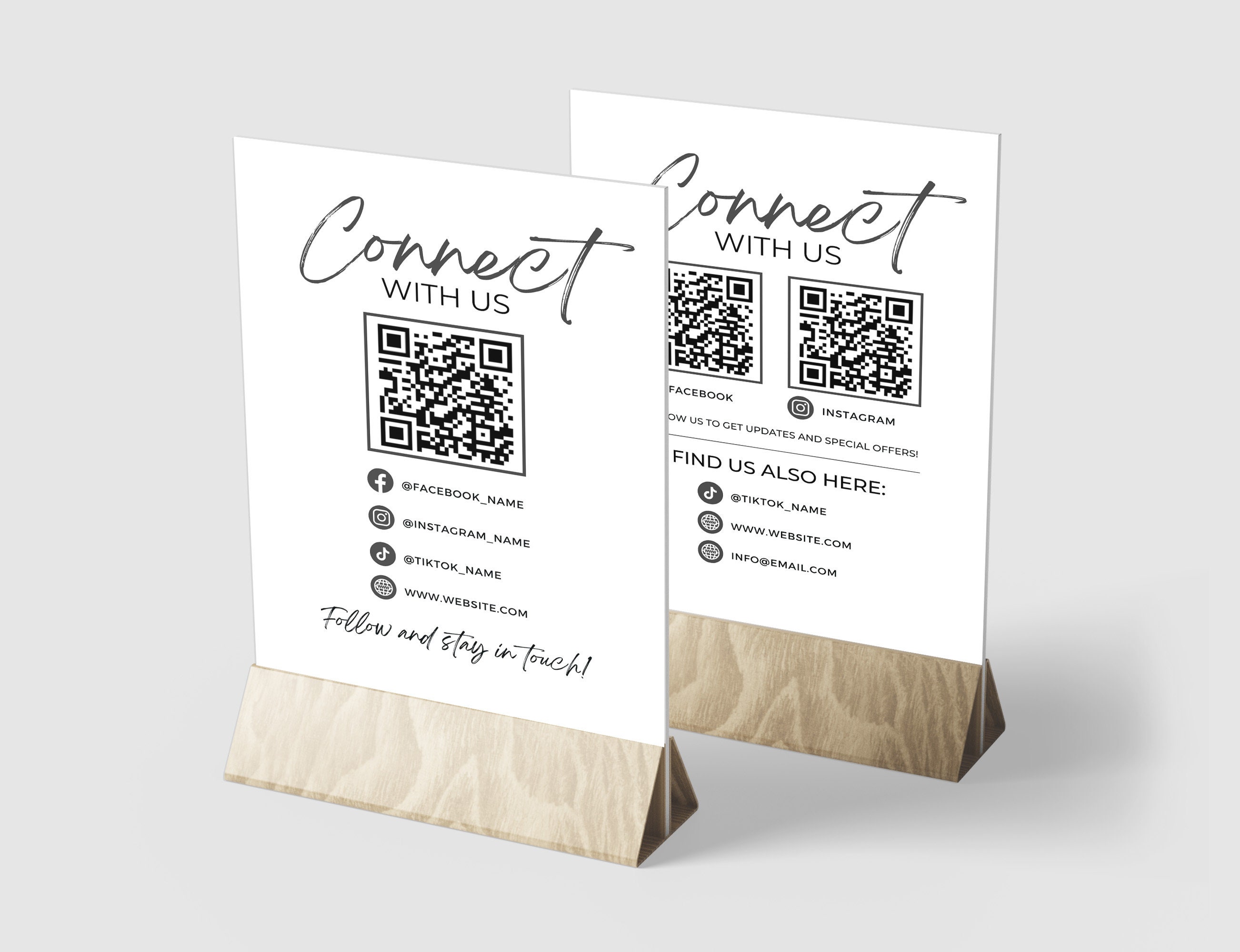 Connect With Us QR Code Sign, Connect With Us Facebook, Follow Us on ...