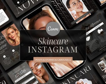 Szablony na Instagramie dla pielęgnacji skóry Posty na Instagramie dla pielęgnacji skóry Szablony dla kosmetologów Szablony dla mediów społecznościowych dla pielęgnacji skóry Szablony Medspa Edytowalne szablony Canva