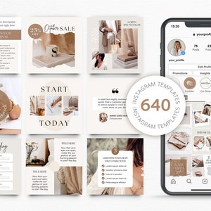 Instagram Bundle, Instagram Post Templates Canva, Instagram Templates for Business, Marketing Templates, Brown Instagram, Social media posts