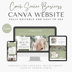 Health Coach Template Website Wellness Coach Template Canva Website Wellness Coach Website Nutritionist Dietitian Website Coach Service Page