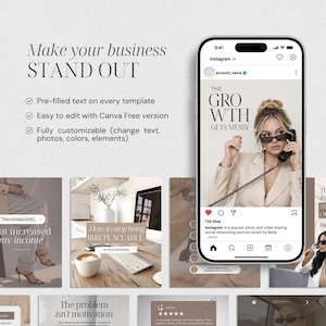 Coaching Instagram templates for Canva Digital Marketer Instagram templates Business coach Instagram coach Personal brand Entrepreneur posts