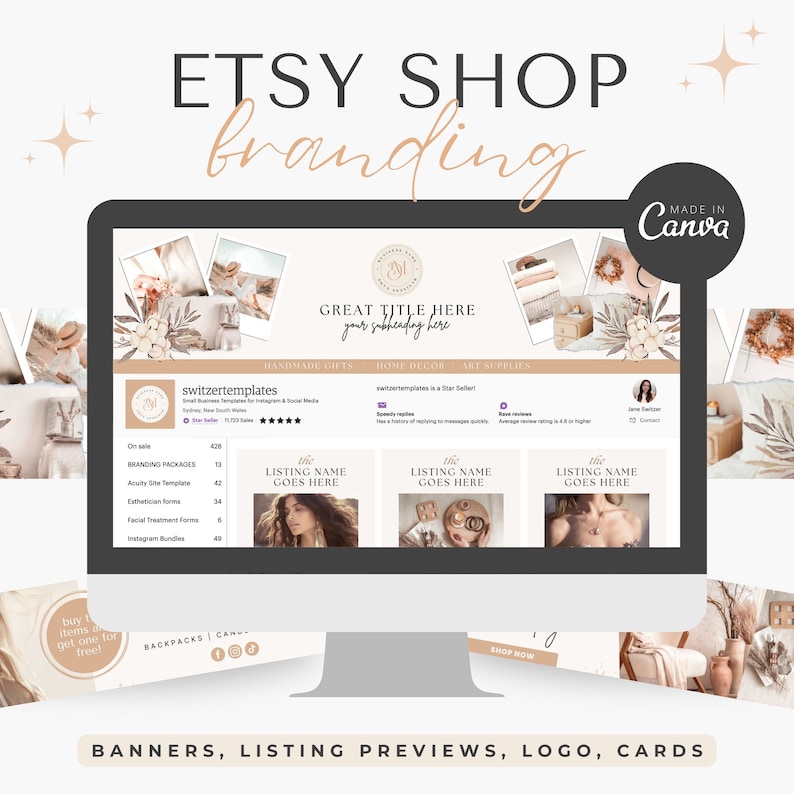 Etsy Shop Kit Etsy Banners Templates Etsy Shop Branding Kit Etsy Shop Bundle Etsy Canva Banners Etsy Store Canva Templates Etsy design