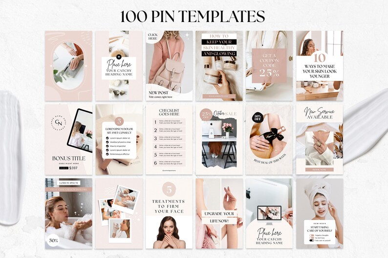 Pinterest Templates Canva Pinterest Pin Templates Pink Pinterest Bundle Idea Pins Pinterest Board Covers Pinterest Blogger Templates Pins