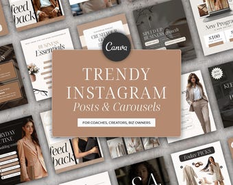 Instagram Templates Canva Instagram Posts Modern Minimal Neutral Aesthetic Instagram post carousel templates Coaching templates Brown Beige