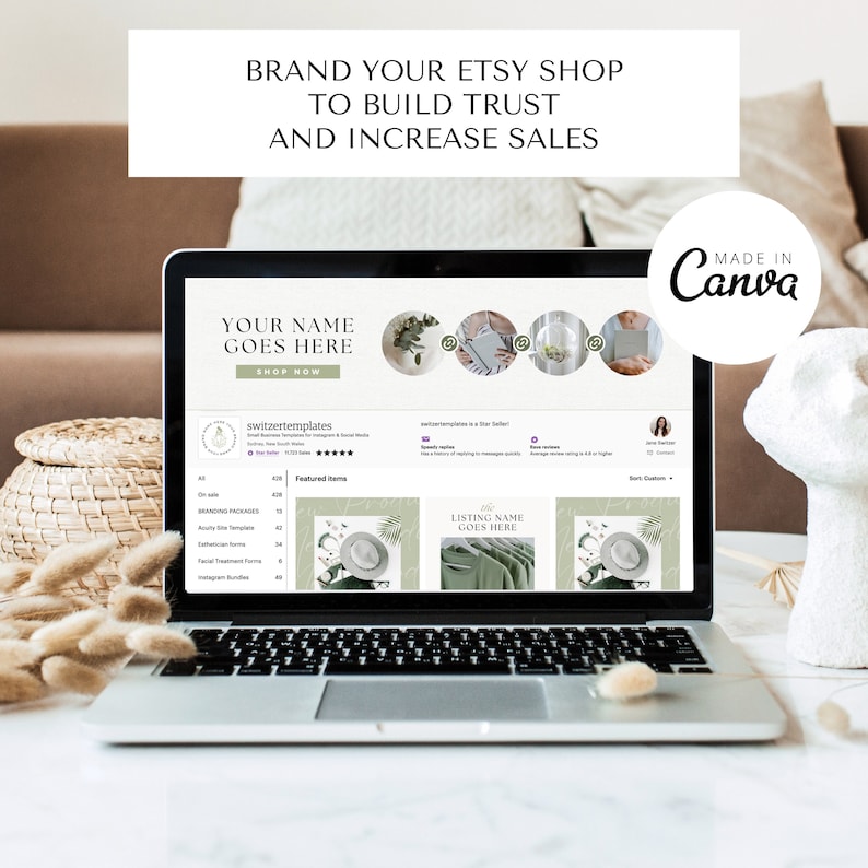 Etsy Shop Kit Etsy Banners Templates Etsy Store Banner Etsy Shop Branding Kit Etsy Shop Bundle Etsy Canva Banners Canva Templates Green