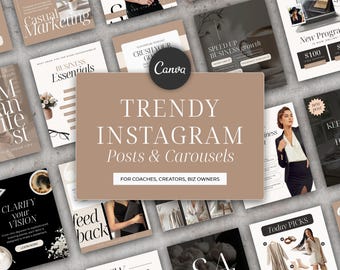 Coaching Instagram Template Canva Instagram Post Templates for Coach Consultant Therapist Business owner Black Instagram carousels Dark