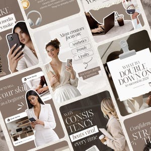 Elegant Instagram Carousel Templates Beige Neutral Aesthetic Canva Templates for Coaches Creators Personal Brands Editable Portrait IG Posts