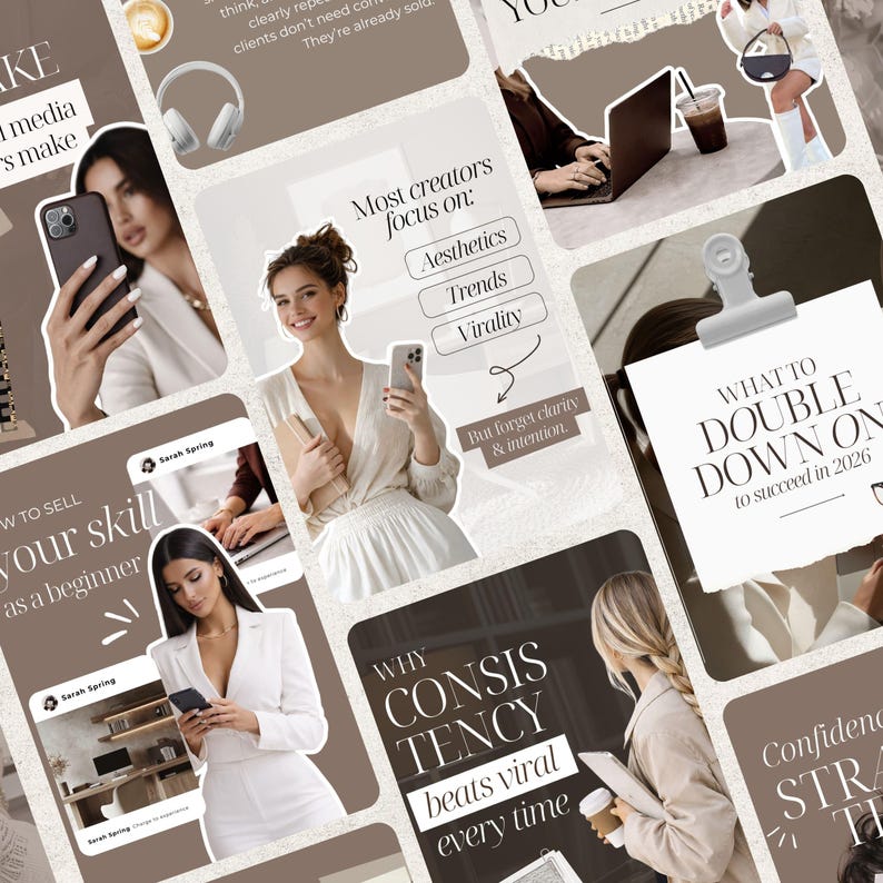 Elegant Instagram Carousel Templates Beige Neutral Aesthetic Canva Templates for Coaches Creators Personal Brands Editable Portrait IG Posts