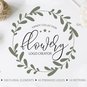 Handdrawn Floral Clipart | Floral logo design pack | Floral logo templates | Flowers, leaves, trees, pots, bouquets, leaves. Floral logo