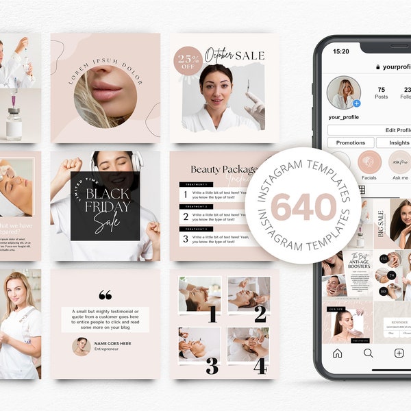 Nurse Injector Instagram Template Botox and filler instagram Nurse injector template social media Aesthetic nurse instagram Botulinum toxin