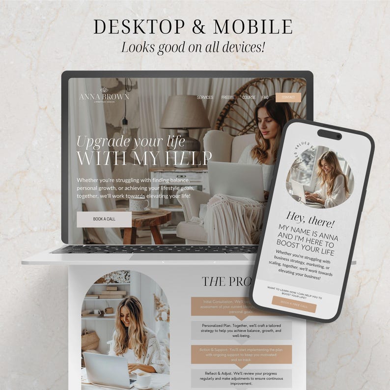 Coach website Canva Template for Coach Landing Page Website Life Coach Website Canva Sales Page Template Coaching Website Design Canva Boho