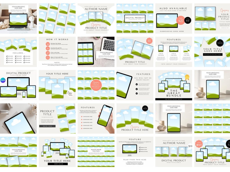 Mockup Etsy Listing Canva, Digital Product Mockup, Etsy Listing Mockup Templates, Canva Mockups for Printables, Drag and Drop Mockup Bundle