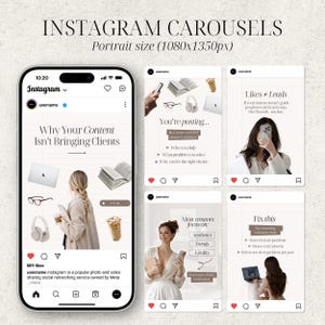 Elegant Instagram Carousel Templates Beige Neutral Aesthetic Canva Templates for Coaches Creators Personal Brands Editable Portrait IG Posts