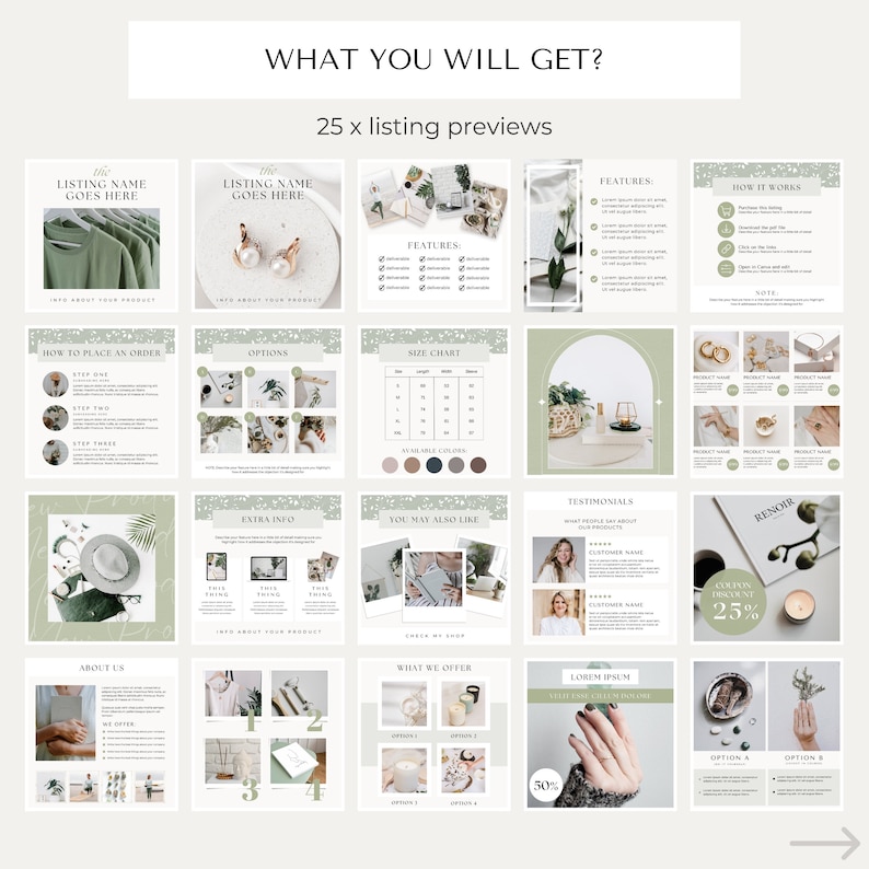 Etsy Shop Kit Etsy Banners Templates Etsy Store Banner Etsy Shop Branding Kit Etsy Shop Bundle Etsy Canva Banners Canva Templates Green