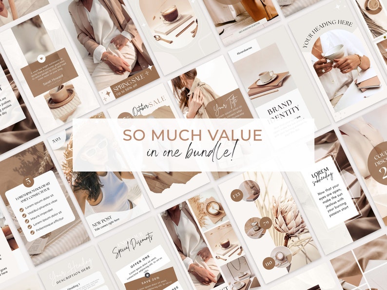 Instagram Bundle, Instagram Post Templates Canva, Instagram Templates for Business, Marketing Templates, Brown Instagram, Social media posts