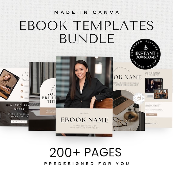 Editable Ebook Template Canva Small Business Digital Lead Magnet Training Guide Book Course Creator Template Workbook Worksheets Black Dark