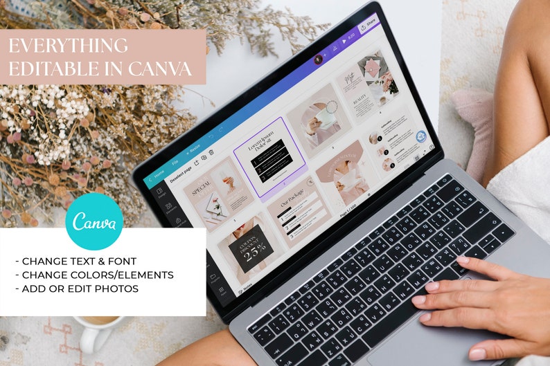 Instagram Bundle Pink Instagram Post Templates Minimal Boho Instagram Instagram Templates Kit Beauty Social Media Template Canva Blogger
