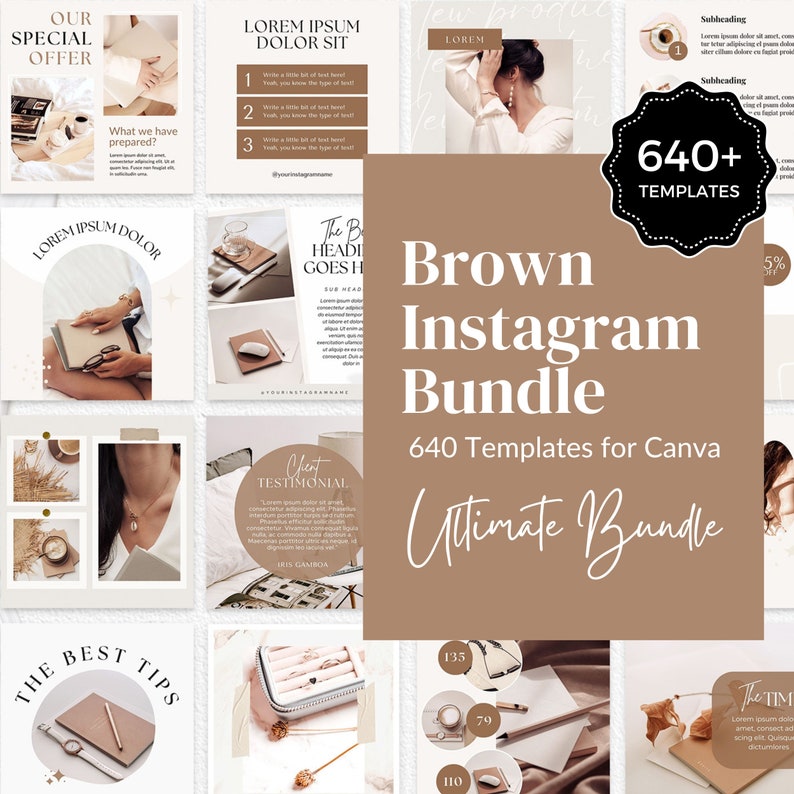 Instagram Bundle, Instagram Post Templates Canva, Instagram Templates for Business, Marketing Templates, Brown Instagram, Social media posts