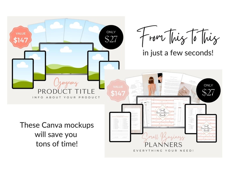 Mockup Etsy Listing Canva, Digital Product Mockup, Etsy Listing Mockup Templates, Canva Mockups for Printables, Drag and Drop Mockup Bundle
