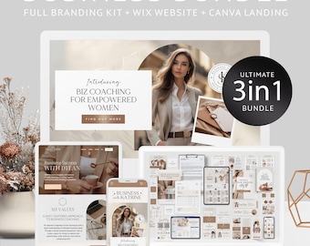 3-in-1 Ultimate Coaching Bundle Coaching Business Template Coach Online business Wix Website Template Canva website landing Branding Kit