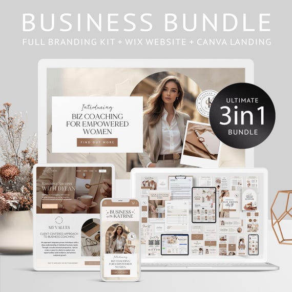 3-in-1 Ultimate Coaching Bundle Coaching Business Template Coach Online business Wix Website Template Canva website landing Branding Kit