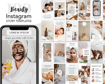 Beauty instagram stories, beauty instagram story template, beauty instagram story, wellness instagram stories Canva, self-care, cosmetics