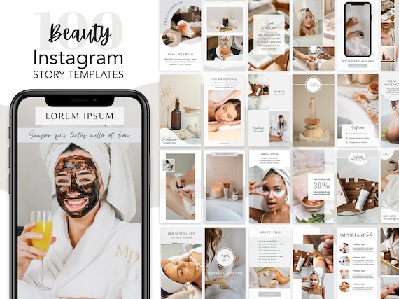 Beauty instagram stories, beauty instagram story template, beauty instagram story, wellness instagram stories Canva, self-care, cosmetics