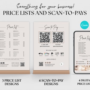 Price List Template, Editable Price List Template Canva, Beauty Salon, Nail Makeup Hair Stylist, Bundle price list, Printable Pricing Guide