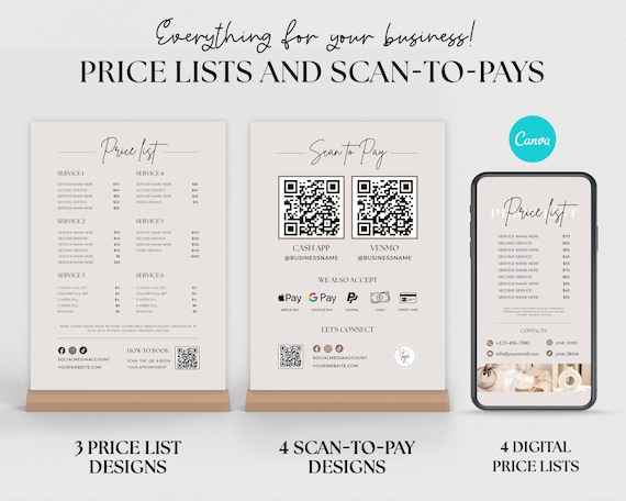 Editable Price List Template Canva, Salon Pricing Guide (Digital Download)