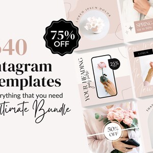 Instagram Bundle Pink Instagram Post Templates Minimal Boho Instagram Instagram Templates Kit Beauty Social Media Template Canva Blogger