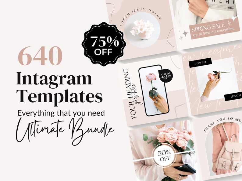 Instagram Bundle Pink Instagram Post Templates Minimal Boho Instagram Instagram Templates Kit Beauty Social Media Template Canva Blogger