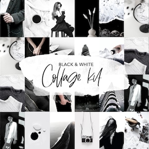 Photo Collage Kit / Wall Collage Kit in black and white / Monochrome wall collage kit / Photo wall collage kit / (DIGITAL DOWNLOAD)