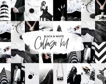 Photo Collage Kit / Wall Collage Kit in black and white / Monochrome wall collage kit / Photo wall collage kit / (DIGITAL DOWNLOAD)