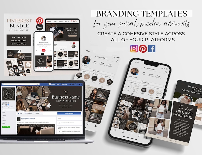 Social Media Bundle Business Marketing Template Branding Kit Social Media Post Faceless Marketing Branding Package Coach Instagram Template