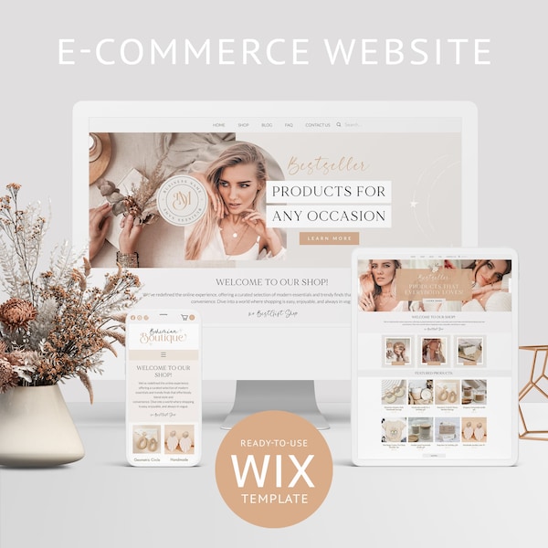 Website Vorlage E-Handel Wix Website-Design Online-Shop Online-Shop Vorlage Wix Template Wix Theme Wix Layout Wix Shop Boho Website Blog