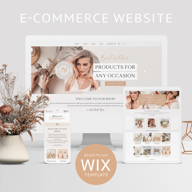 Wix Theme Boutique Website Template Wix Ecommerce Template Fashion Website Template Ecommerce Website Shopping website Premade wix website