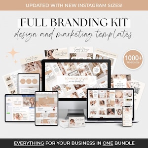 1000 Modelos de Kit de Branding Modelos Neutros de Mídia Social Modelos de Branding Boho Canva Modelos para Pequenas Empresas Pacote de Branding tudo em um