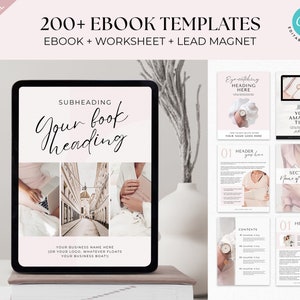 Ebook Template Canva, Editable Workbook template for Coaches, Bloggers, Entrepreneurs, Ebook template for Wellness, Ebook template Pink