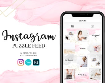 Instagram puzzle template for Canva and Photoshop. Instagram Puzzle Feed Template, Custom Instagram Puzzle, Seamless feed, endless feed
