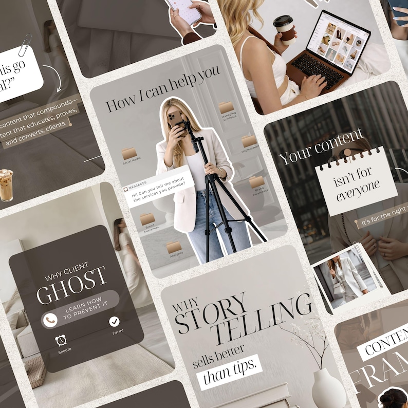 Elegant Instagram Carousel Templates Beige Neutral Aesthetic Canva Templates for Coaches Creators Personal Brands Editable Portrait IG Posts